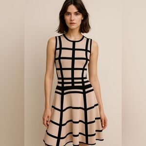 RONNY KOBO Grid Knit Fit & Flare Dress | Medium